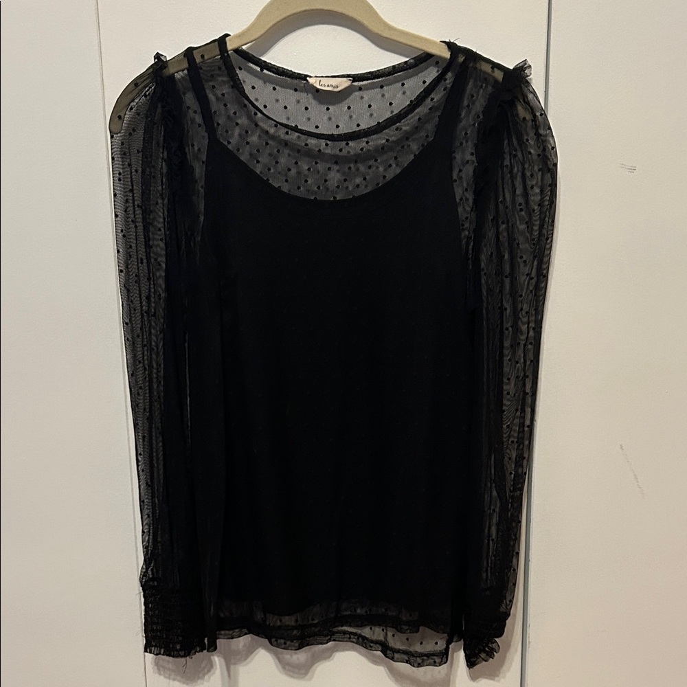 Chic Black Sheer Women's Blouse